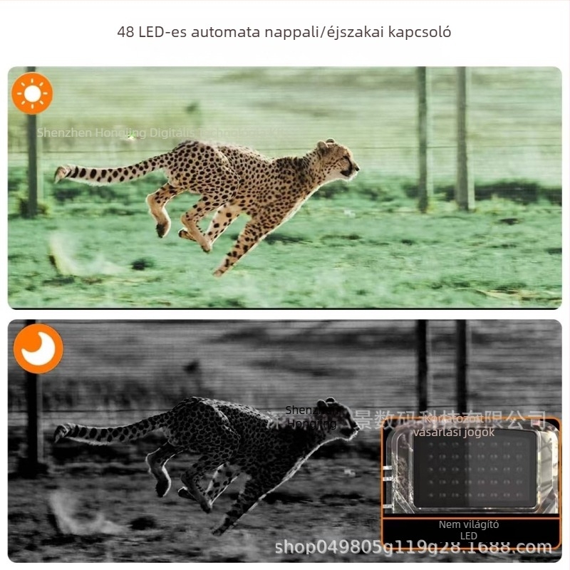 DL001 vadászkamera CMOS 16MP szenzorral, infravörös éjszakai látás, vízálló, 90° látószög, LCD 2.0 inch