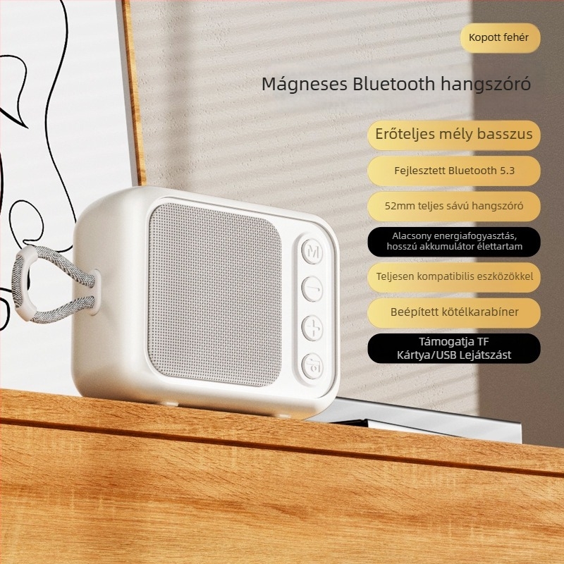 Vezeték nélküli Bluetooth hangszóró – mini hordozható, 5W, 40Hz-20kHz, SNR ≥75dB, Beépített akkumulátor