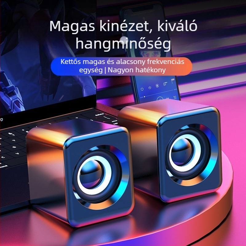 Asztali számítógépes hangrendszer Bluetooth, USB és 3,5 mm bemenettel; frekvencia 40 Hz–20 kHz; SNR ≥100 dB; IPX4 vízálló; beépített akkumulátor 1200–2000 mAh