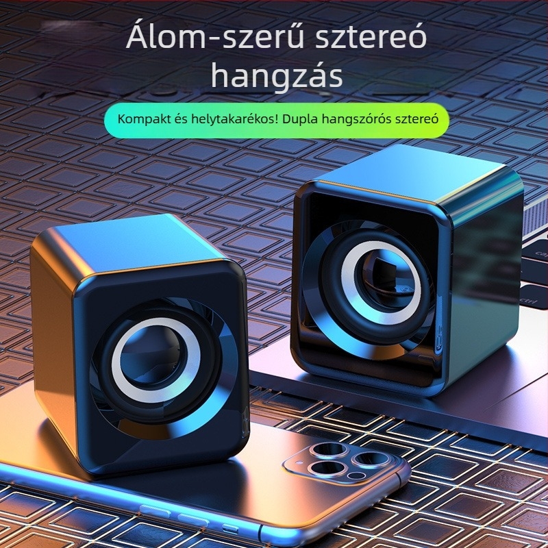 Asztali számítógépes hangrendszer Bluetooth, USB és 3,5 mm bemenettel; frekvencia 40 Hz–20 kHz; SNR ≥100 dB; IPX4 vízálló; beépített akkumulátor 1200–2000 mAh