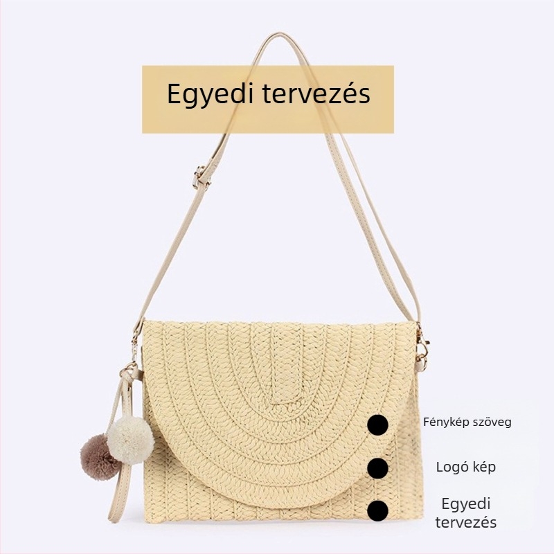 Borítéktáska nyomtatott tengerparti levél mintával, papíralapú, nagy kapacitású, egyszemélyes vállpántos crossbody
