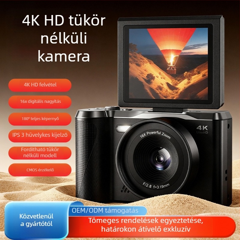 Utazó tükröző nélküli fényképezőgép kihajtható kijelzővel és periszkópos objektívvel (4K, CMOS-érzékelő, 3,0 hüvelykes LCD)