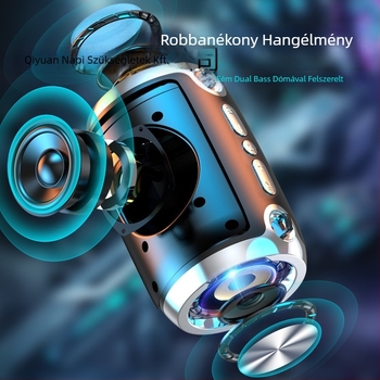 Vezeték nélküli Bluetooth hangszóró beépített mélynyomóval – hordozható otthonra és szabadtérre, alumínium ötvözet burkolat, 40 Hz–20 kHz, SNR ≥100 dB, IPX4, 1200–2000 mAh akkumulátor, USB/SD-kártya/Bluetooth