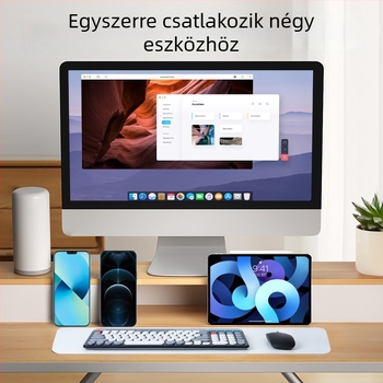 ZYG-806 Macaron vezeték nélküli billentyűzet és egér készlet, két üzemmódú, kerek billentyűk, 88–98 billentyű, ABS, vízálló, 2.4G + Bluetooth