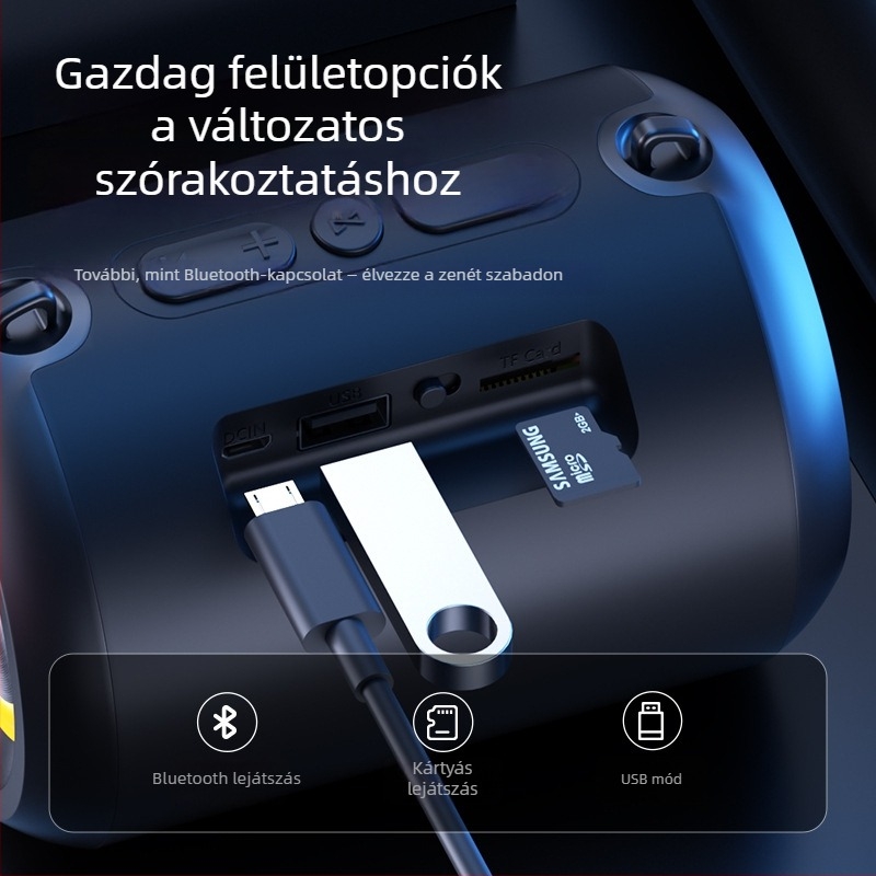 Vezeték nélküli Bluetooth subwoofer hangsugárzó – autó, otthon, asztal és kültéri használatra, 3W, Bluetooth 5.3, 120Hz-18kHz, SNR ≥85 dB, beépített akkumulátor
