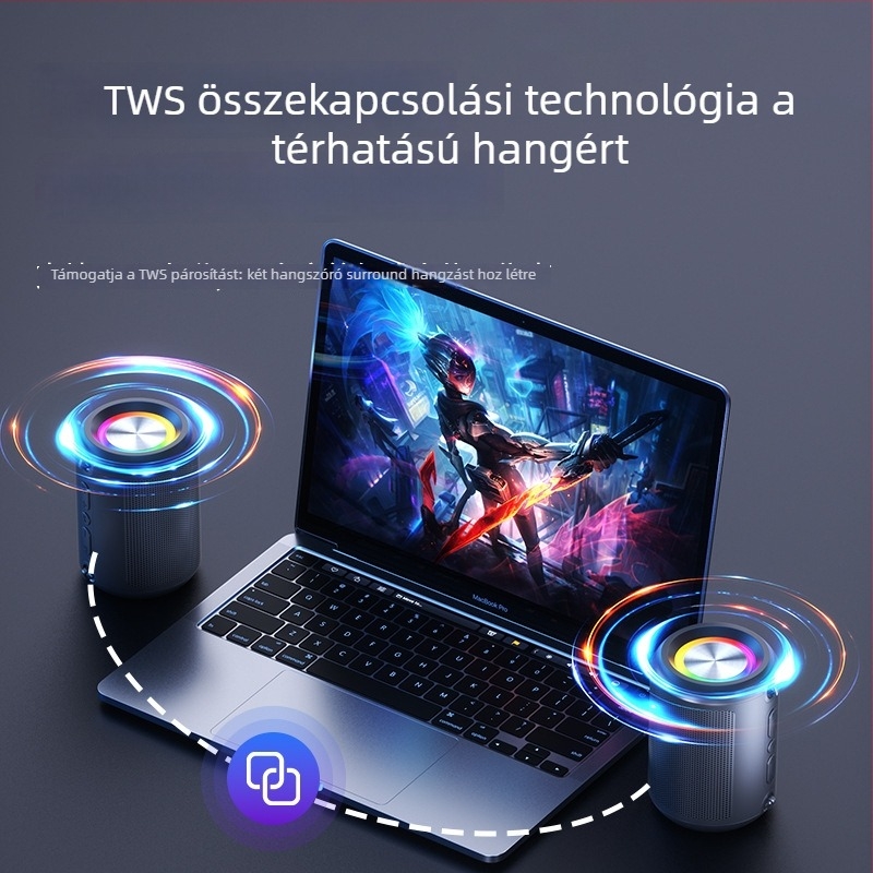 Vezeték nélküli Bluetooth subwoofer hangsugárzó – autó, otthon, asztal és kültéri használatra, 3W, Bluetooth 5.3, 120Hz-18kHz, SNR ≥85 dB, beépített akkumulátor