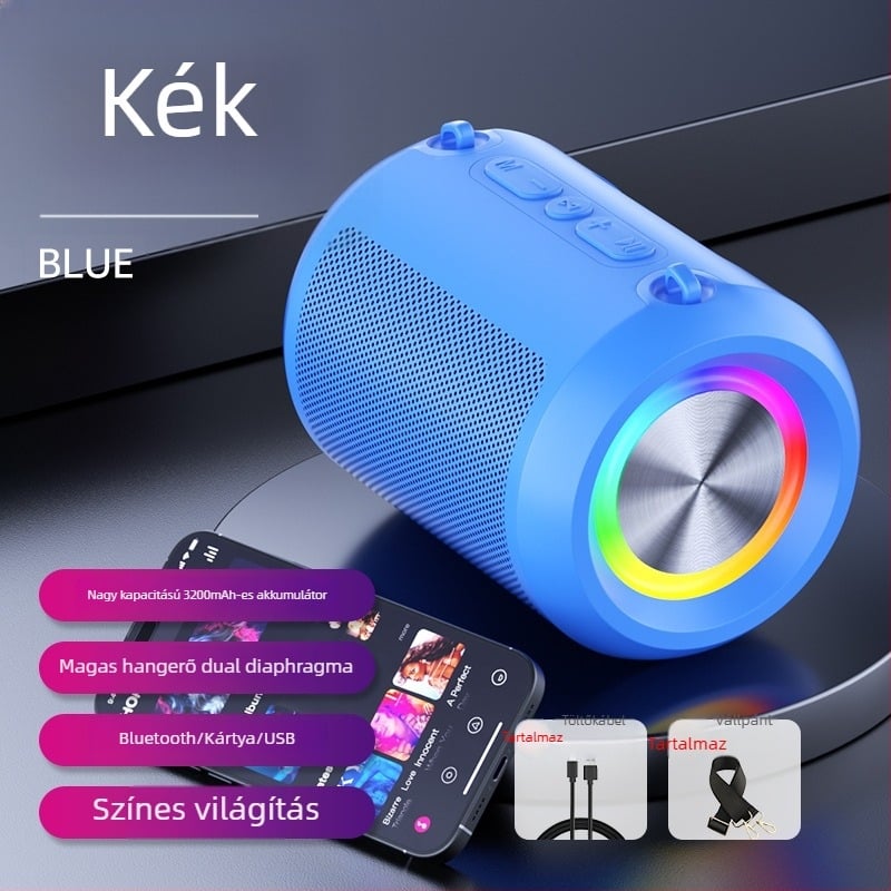 Vezeték nélküli Bluetooth subwoofer hangsugárzó – autó, otthon, asztal és kültéri használatra, 3W, Bluetooth 5.3, 120Hz-18kHz, SNR ≥85 dB, beépített akkumulátor