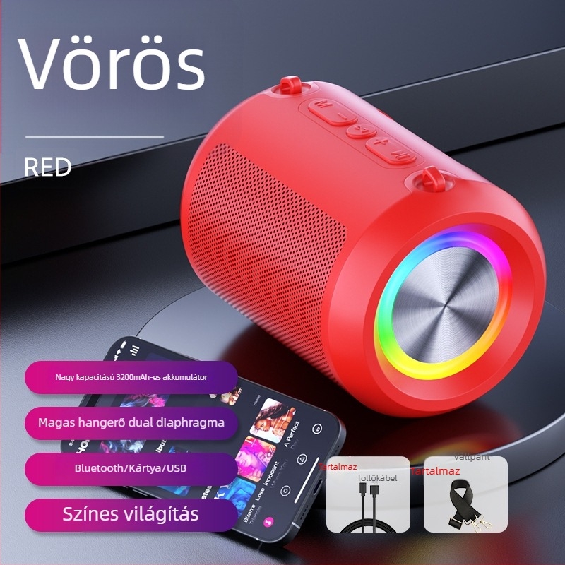 Vezeték nélküli Bluetooth subwoofer hangsugárzó – autó, otthon, asztal és kültéri használatra, 3W, Bluetooth 5.3, 120Hz-18kHz, SNR ≥85 dB, beépített akkumulátor