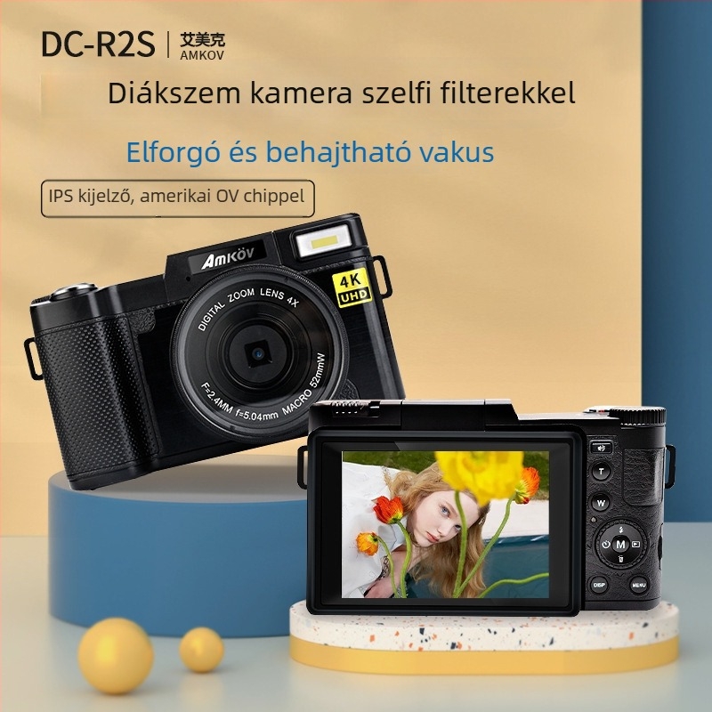 AMKOV Amkov-cdr2 digitális mikro-SLR kamera 30 MP-s szenzorral, maximum felbontás 6400×4800, 2/3 hüvelykes szenzor, 3.0 hüvelykes LCD, periszkópos objektív