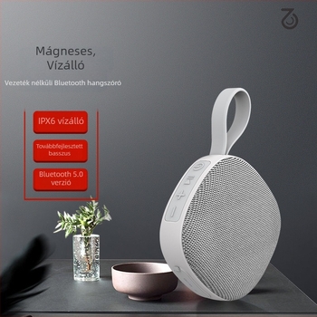 Vízálló Bluetooth mini hangszóró mágneses rögzítéssel, kártyahellyel, USB-s, 2-in-1, újratölthető, Bluetooth 5.1