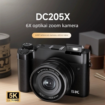 DC205X Optikai zoomos kamera, 5K HD, Kezdő szintű tükör nélküli selfie kamera, 3 hüvelykes LCD, TF-kártya