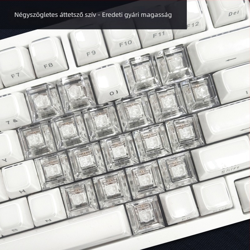 Keycaps készlet, 21 gomb, átlátszó szív alakú, testreszabható, betűtípus nélküli, USB