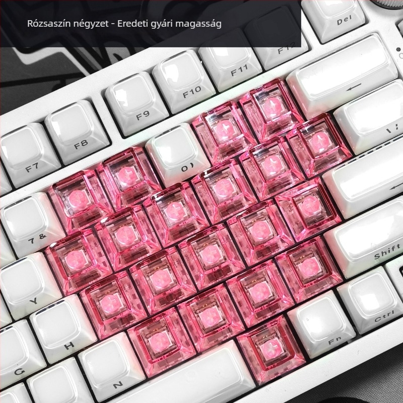Keycaps készlet, 21 gomb, átlátszó szív alakú, testreszabható, betűtípus nélküli, USB