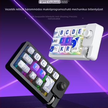 87-gombos RGB háttérvilágítású numerikus billentyűzet, vezetékes és Bluetooth, 2.4G vezeték nélküli kapcsolattal, csuklótámasz