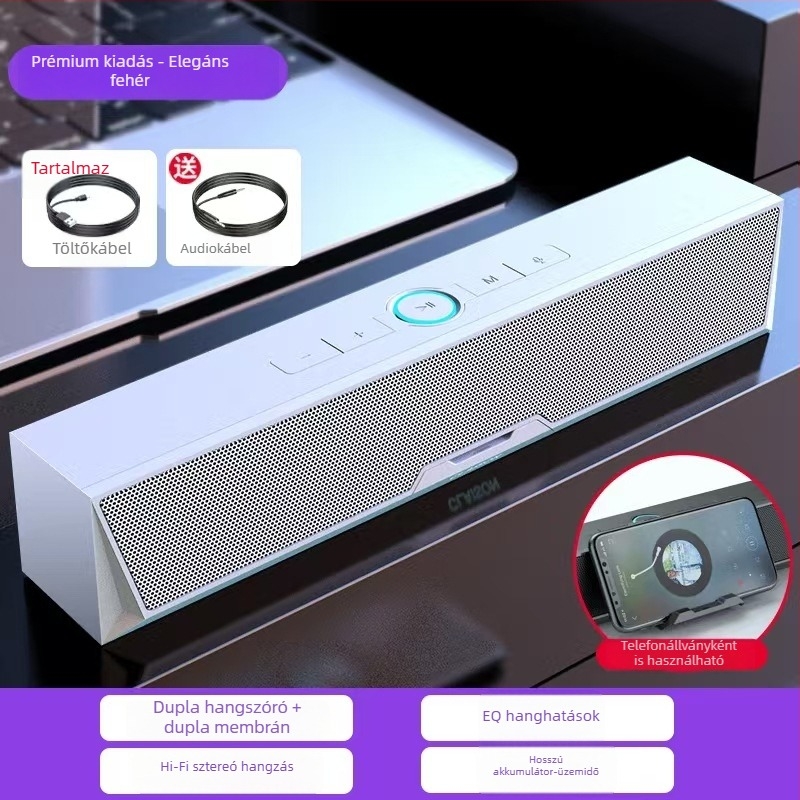 Hi‑Fi Bluetooth hangsugárzó szubwooferrel asztali számítógéphez és notebookhoz – hosszú hangsáv
