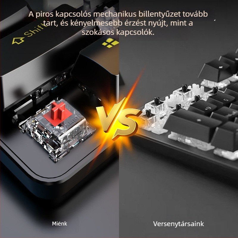 104-gombos mechanikus billentyűzet piros kapcsolóval, vezetékes, RGB háttérvilágítás, vízálló