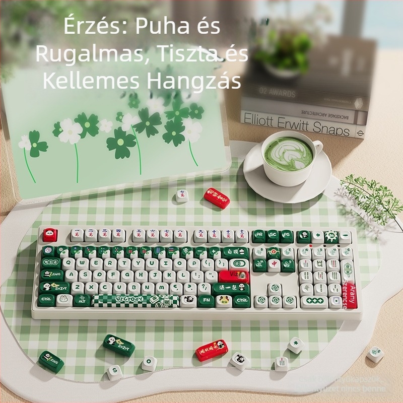 87-gombos mechanikus billentyűzet Bluetooth-kapcsolattal, PBT billentyűk, zöld kapcsolók (egységes kompatibilitás)