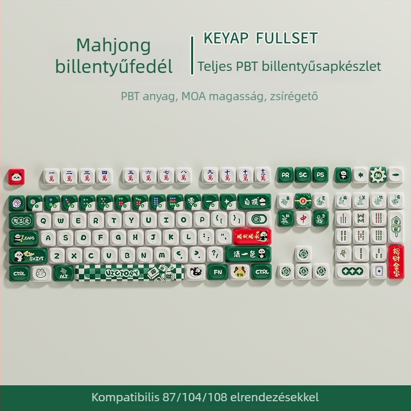 87-gombos mechanikus billentyűzet Bluetooth-kapcsolattal, PBT billentyűk, zöld kapcsolók (egységes kompatibilitás)