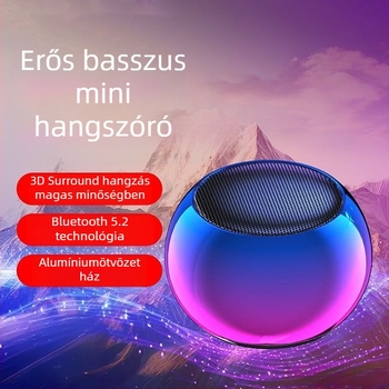 Vezeték nélküli Bluetooth hangszóró, fém ház, 5W kimenet, Bluetooth 5.2, beépített 300–500mAh akkumulátor