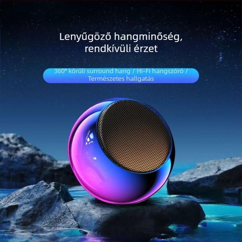 Vezeték nélküli Bluetooth hangszóró, fém ház, 5W kimenet, Bluetooth 5.2, beépített 300–500mAh akkumulátor