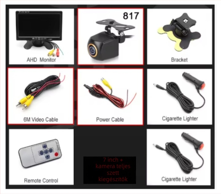 Autó LCD monitor, FL-7AHDTS modell, 1024x600 / 800x480 felbontás, Pal/NTSC bemenet, RGB 800x480 panel