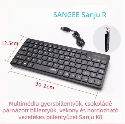 Vezetékes USB billentyűzet külső mini numerikus billentyűzettel laptopokhoz; legfeljebb 87 billentyű; X-frame technológia; műanyag test; háttérvilágítás nélkül.