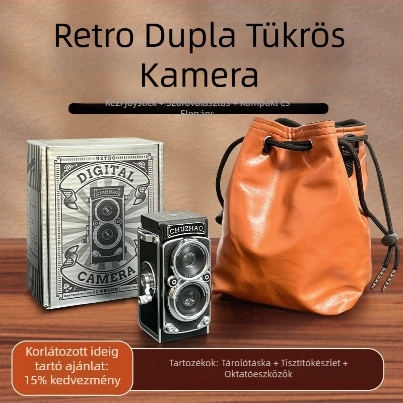 Retro CCD kamera – 68 MP, optikai zoom 3x, digitális zoom 3x, széles látószögű objektív, SD kártya tárhely