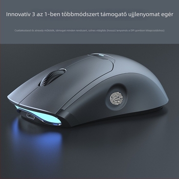 3-módos vezeték nélküli ujjlenyomat-érzékelős egér Ft108 — Bluetooth, 2500 DPI, 10 m hatótávolság, 96 g súly, ergonikus kialakítás