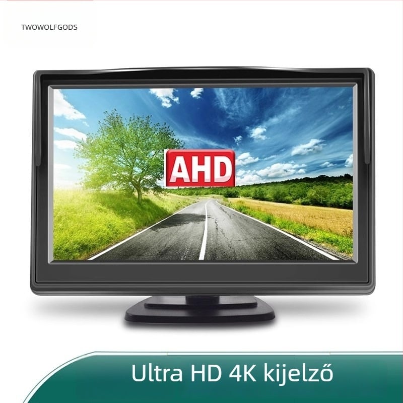 Autó hátsó kamera kijelző, modell AHD-5IN-TS, képernyő típus AHD, felbontás 800x480, bemeneti jel AHD