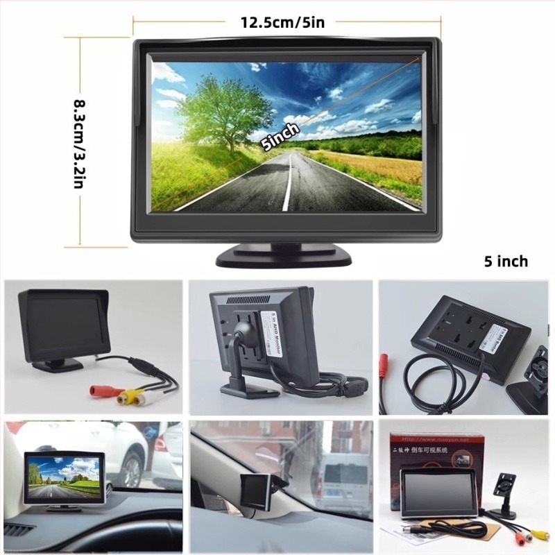Autó hátsó kamera kijelző, modell AHD-5IN-TS, képernyő típus AHD, felbontás 800x480, bemeneti jel AHD