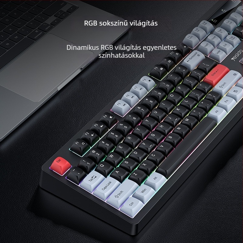Yesido vezetékes gamer billentyűzet, 104 gomb, RGB háttérvilágítás, vízálló, univerzális kompatibilitás