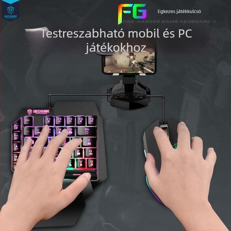 Shibaido F6 Egykezes játékbillentyűzet és egér, 39 gomb, kábeles, csuklótámasz, vízálló