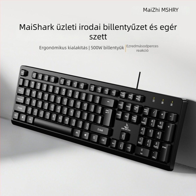 Kábeles billentyűzet és egér készlet, numerikus billentyzettel, Type-C csatlakozás, csendes billentyűk, kompatibilis asztali számítógéppel