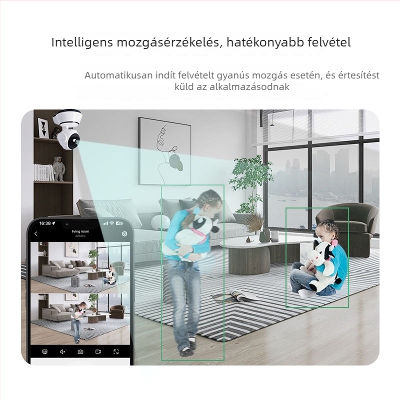 360°-os forogó HD biztonsági kamera 24/7 távoli megfigyelésre — 1080P, 5V, -10–50°C, IR távolság 10 m