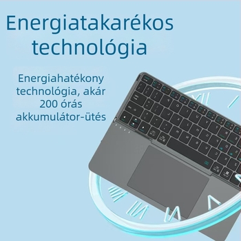 Tabletes Bluetooth billentyűzet csendes működéssel, újratölthető bőr tok-állvánnyal és érintésérzékelős vezérléssel, hordozható hajtogatható kialakítás; 88-98 billentyű; univerzális kompatibilitás; műanyag test