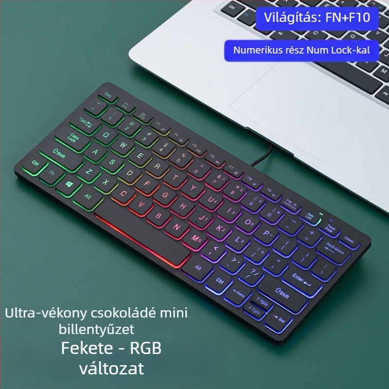 Apayado K1000 membrán billentyűzet, 78 gombos, USB-kábel, ABS váz, kevert háttérvilágítás, laptop-kompatibilis