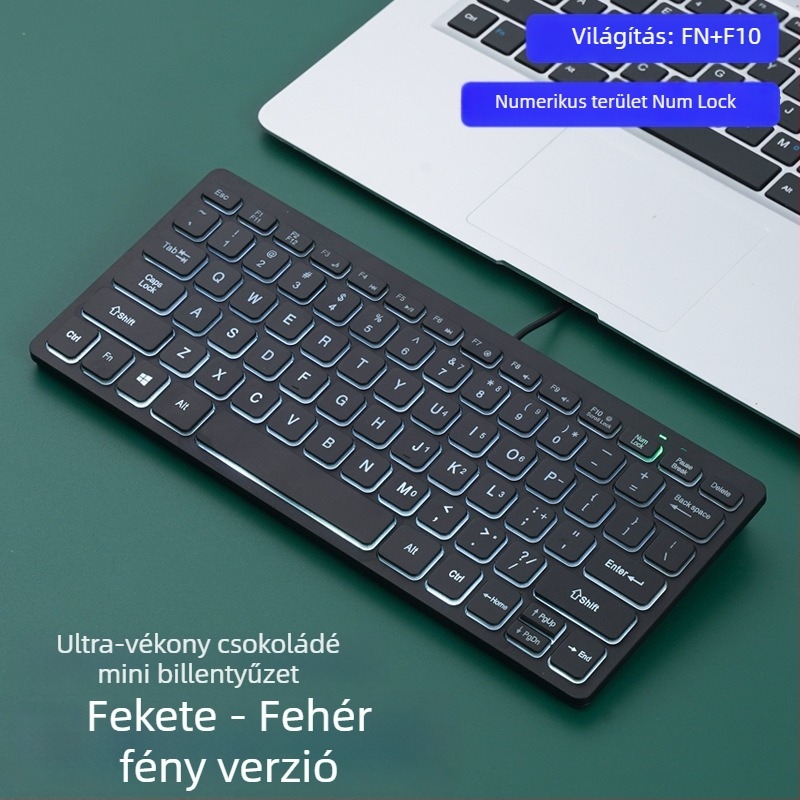 Apayado K1000 membrán billentyűzet, 78 gombos, USB-kábel, ABS váz, kevert háttérvilágítás, laptop-kompatibilis