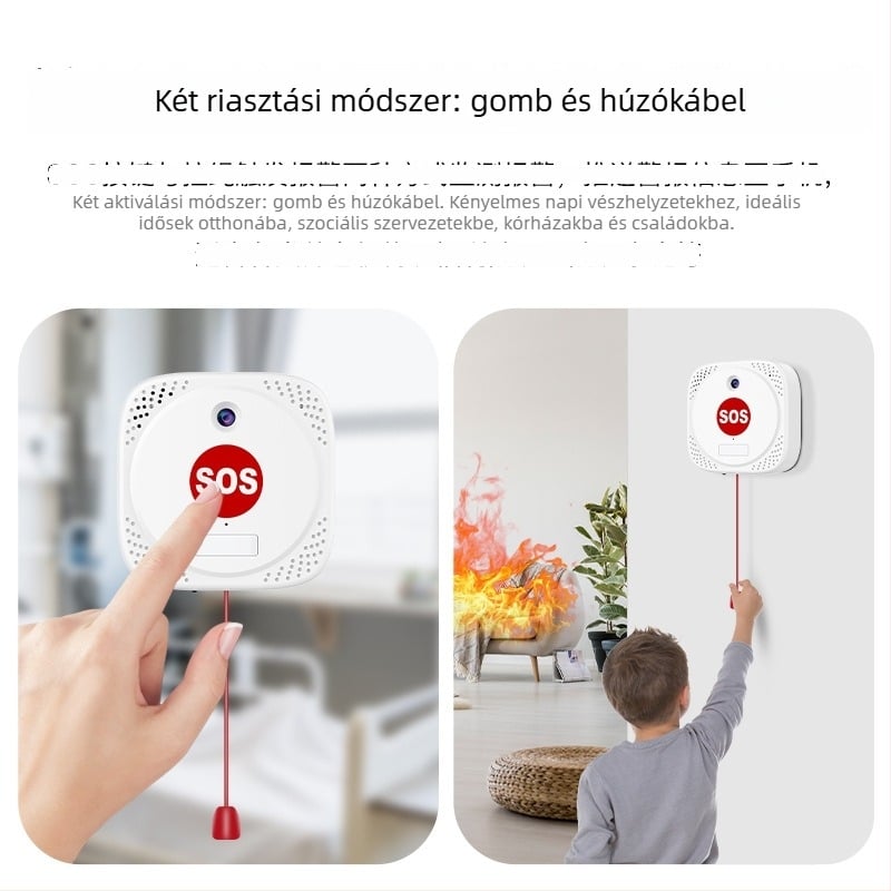 4G vészjelző gomb távoli telefonhívásokkal, vezeték nélküli SOS riasztórendszer magányosan élő idős emberek számára, beltéri és kültéri használatra, 12V tápegység