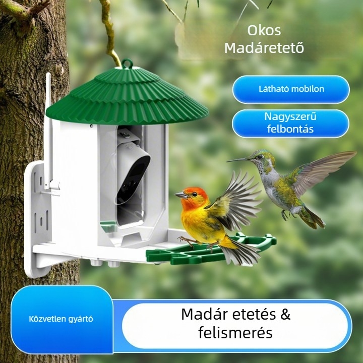 BF10 madáretető kamera — 30 napos akkumulátor-élettartam, 15 m képtáv, környezetbarát ABS anyag, műanyag ház (Model BF10, Akkumulátor-élettartam 30 nap, Kép-táv 15 m, ABS környezetbarát anyag, Műanyag ház)