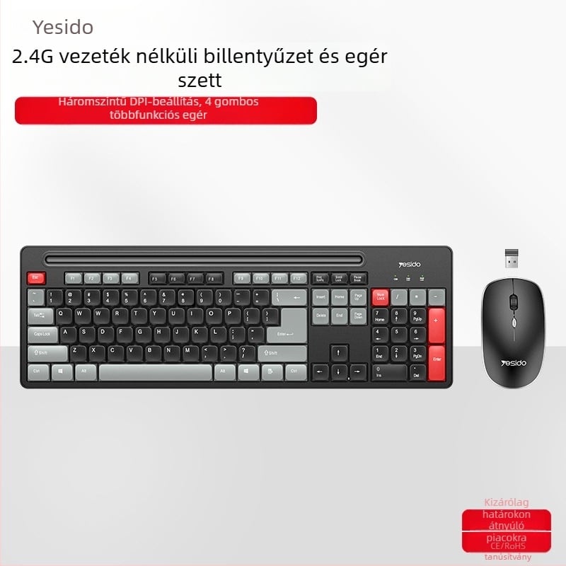 Yesido Kb43 Vezeték nélküli billentyűzet és egér készlet — USB billentyűzet, 2.4G egér, DPI 800/1000/1600, ergonómikus kialakítás