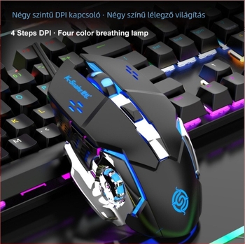 Viper KM600 wired USB billentyűzet és egér készlet RGB háttérvilágítással, 1000dpi optikai, ergonikus és vízálló, 1,5 m kábellel