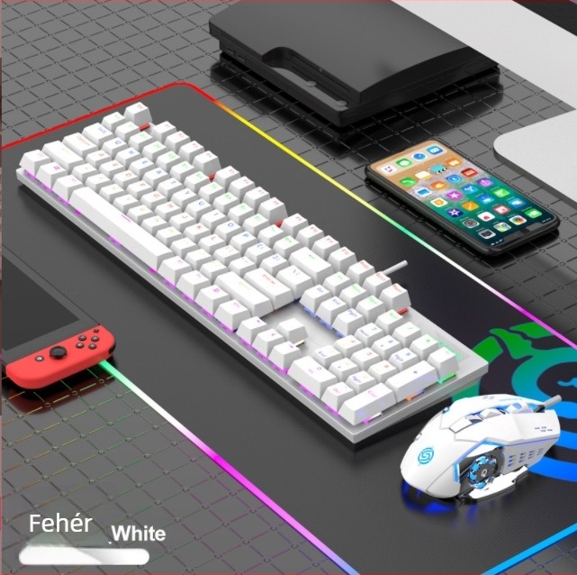 Viper KM600 wired USB billentyűzet és egér készlet RGB háttérvilágítással, 1000dpi optikai, ergonikus és vízálló, 1,5 m kábellel