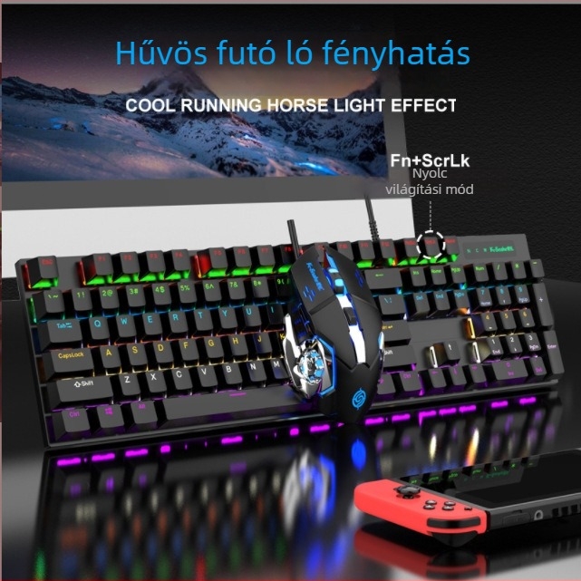 Viper KM600 wired USB billentyűzet és egér készlet RGB háttérvilágítással, 1000dpi optikai, ergonikus és vízálló, 1,5 m kábellel