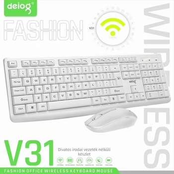Deyilong V31 Vezeték nélküli billentyűzet és egér készlet asztali számítógéphez и laptophoz, 2.4G
