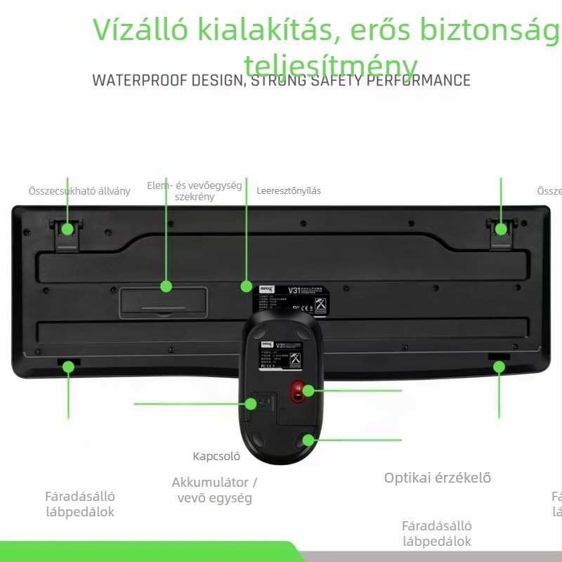 Deyilong V31 Vezeték nélküli billentyűzet és egér készlet asztali számítógéphez и laptophoz, 2.4G