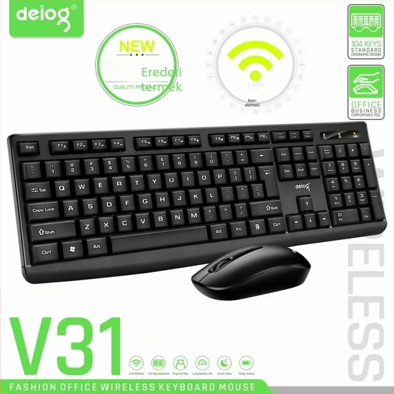 Deyilong V31 Vezeték nélküli billentyűzet és egér készlet asztali számítógéphez и laptophoz, 2.4G