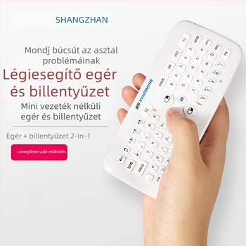 Vezeték nélküli billentyűzet és egér giroszkópos vezérléssel, Air Mouse, F2S modell, USB billentyűzet, USB egér, integrált kialakítás