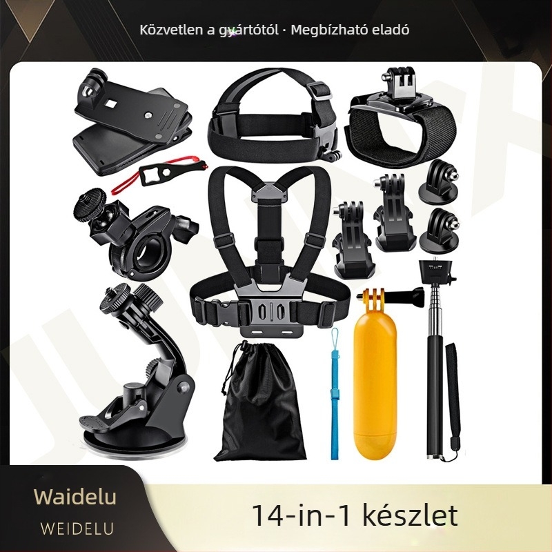 GoPro és DJI Action kamerákhoz készült úszó rúd kültéri készlet, 14-in-1 tartozékok, univerzális