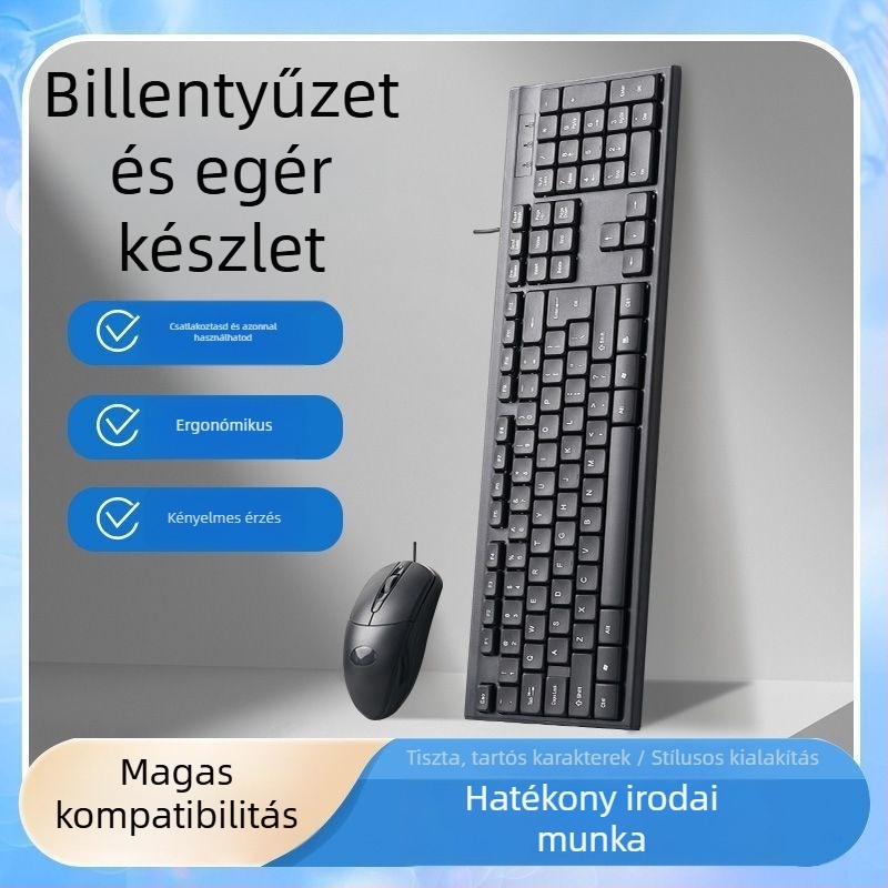 USB-s vezetékes billentyűzet és egér készlet PC-hez és notebookhoz