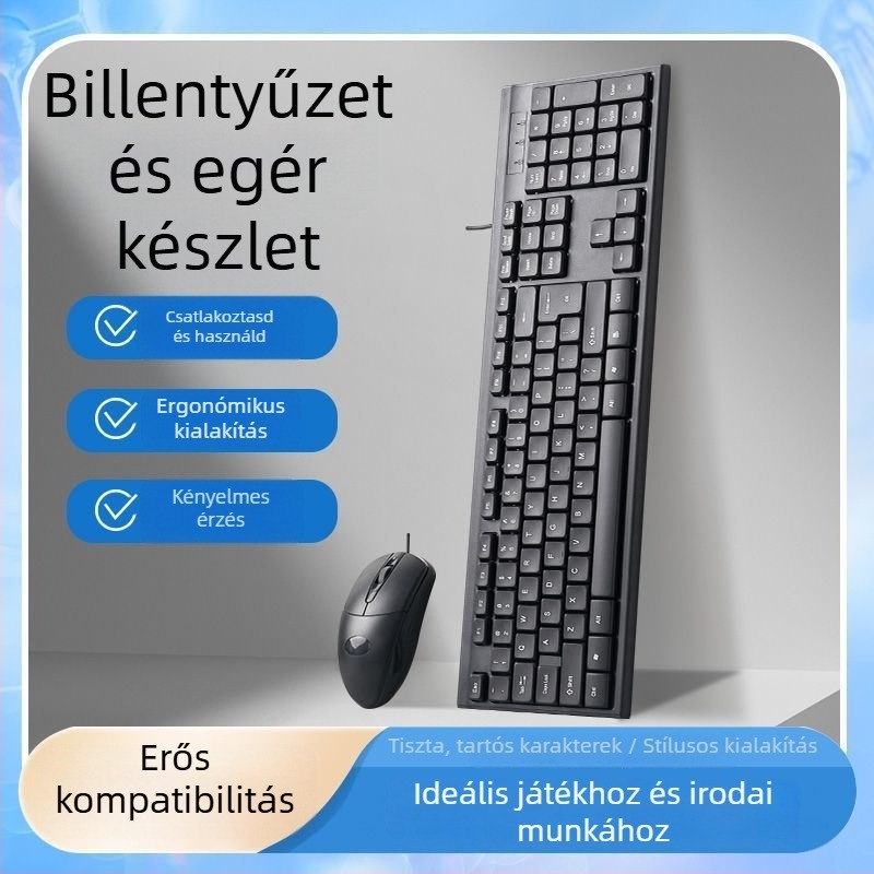 USB-s vezetékes billentyűzet és egér készlet PC-hez és notebookhoz